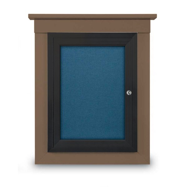 72"x36" 3-Door Enclosed Letterboard, Header, Green Felt/Cherry